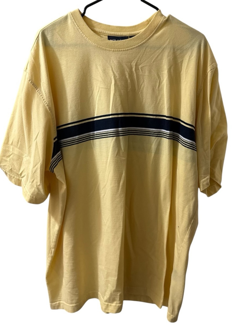 Puritan 2XL Yellow Navy Stripe Short Sleeve T-Shirt 100% Cotton